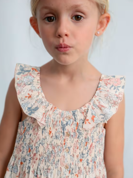 Salmon Floral Ruffle Top | 3028