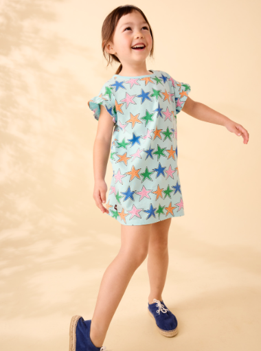 Starfish Flutter Sleeve Shift Dress