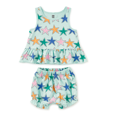 Starfish Tank Ruffle Baby Set