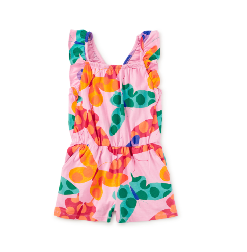 Butterfly Spot Ruffle Strap Romper