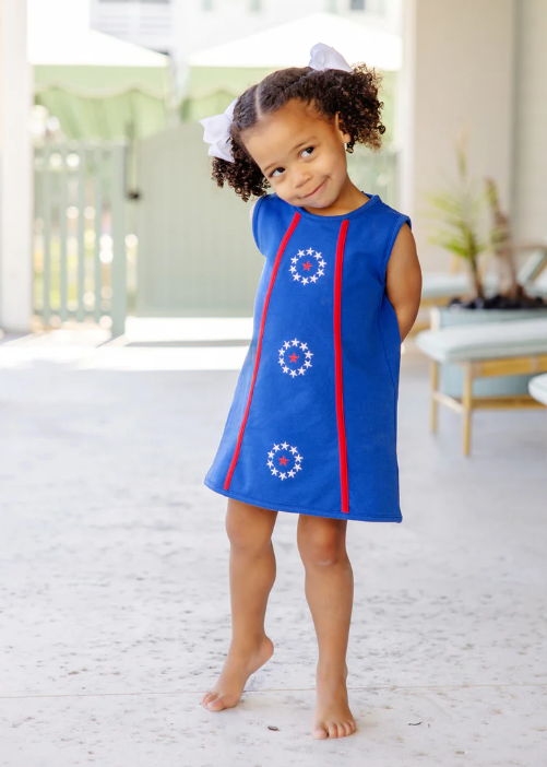 Annie Apron Dress | Rockefeller Royal Blue w/Stars