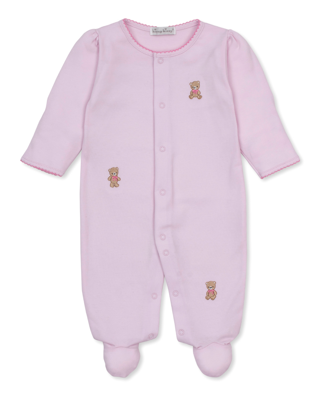 Pink Teddy Bear Club Footie w/Zipper