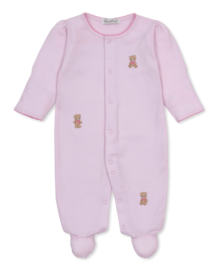 Pink Teddy Bear Club Footie w/Zipper