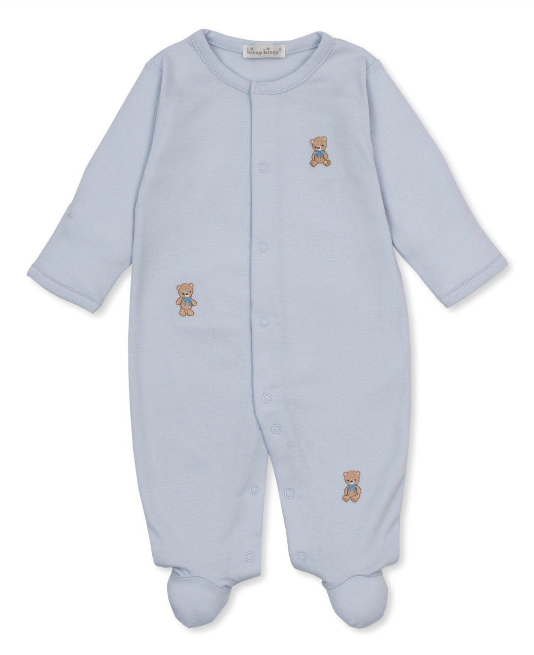 Blue Teddy Bear Club Footie w/Zipper