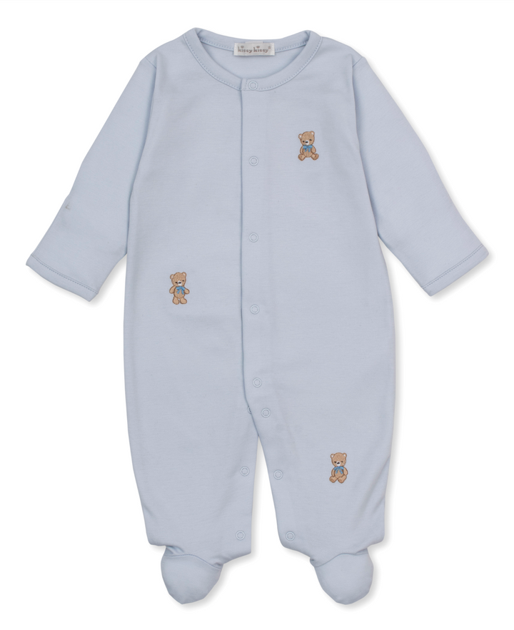 Blue Teddy Bear Club Footie w/Zipper