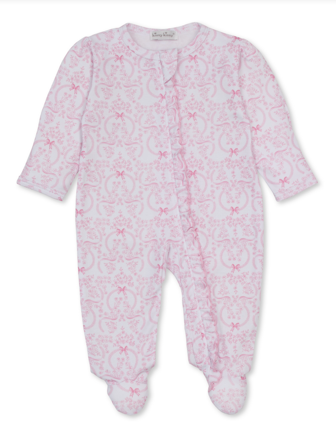 Delicate Blooming Bows Footie w/Zipper