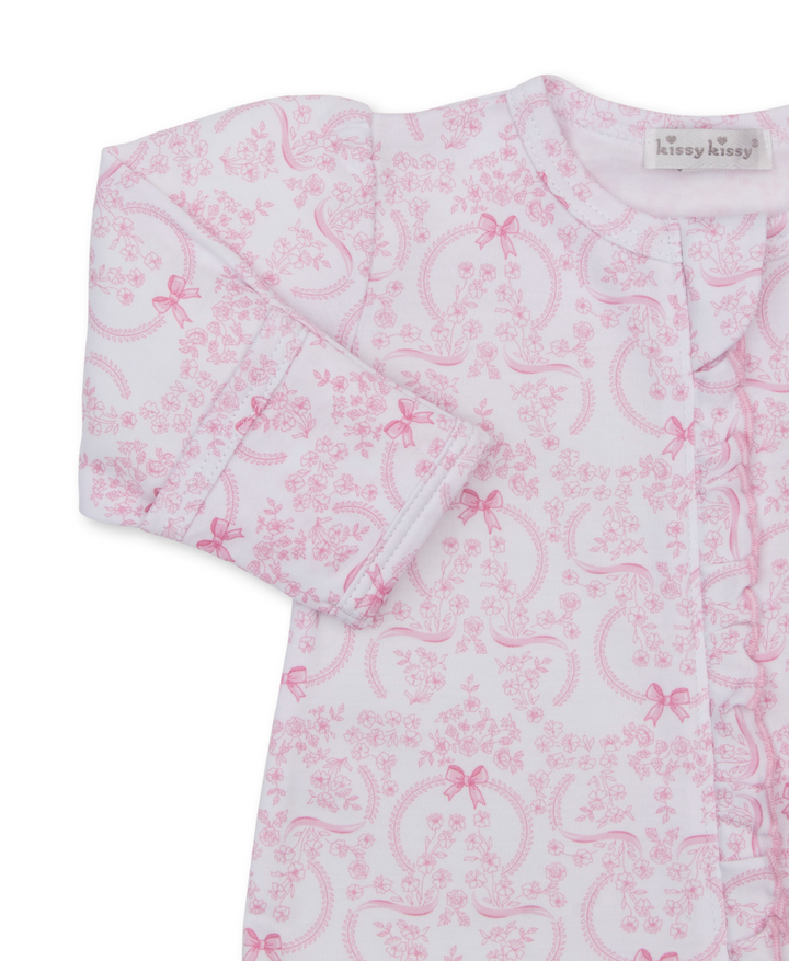 Delicate Blooming Bows Footie w/Zipper