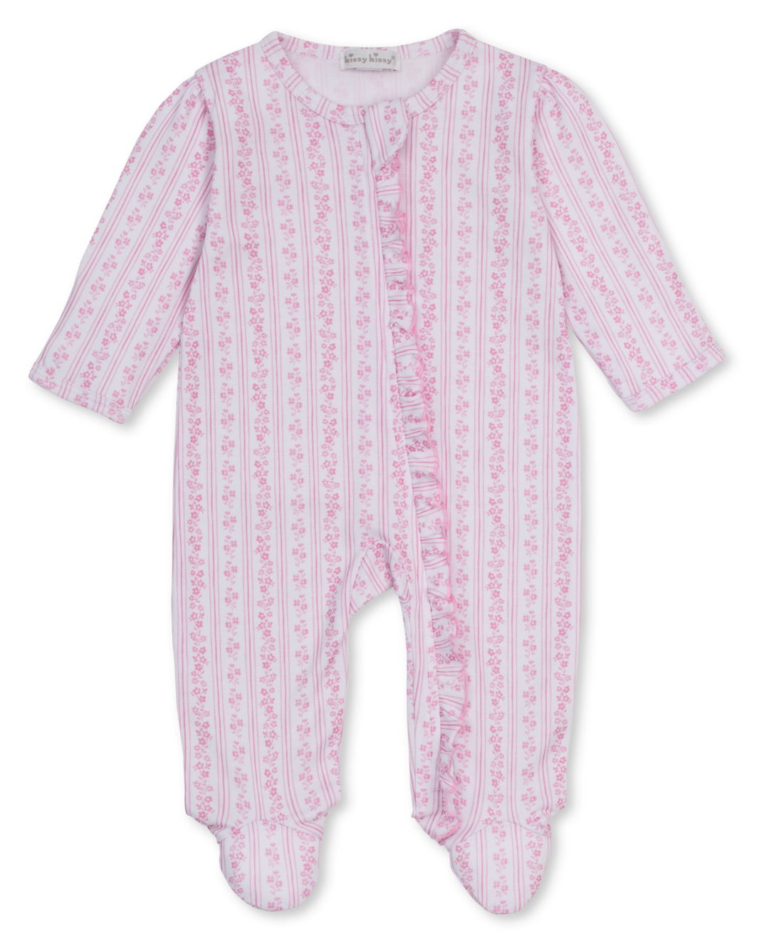 Watercolor Floral Stripes Footie w/Zipper