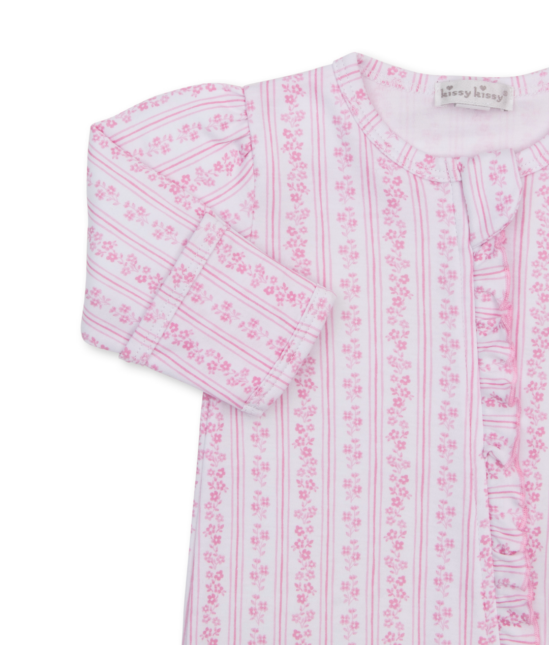 Watercolor Floral Stripes Footie w/Zipper