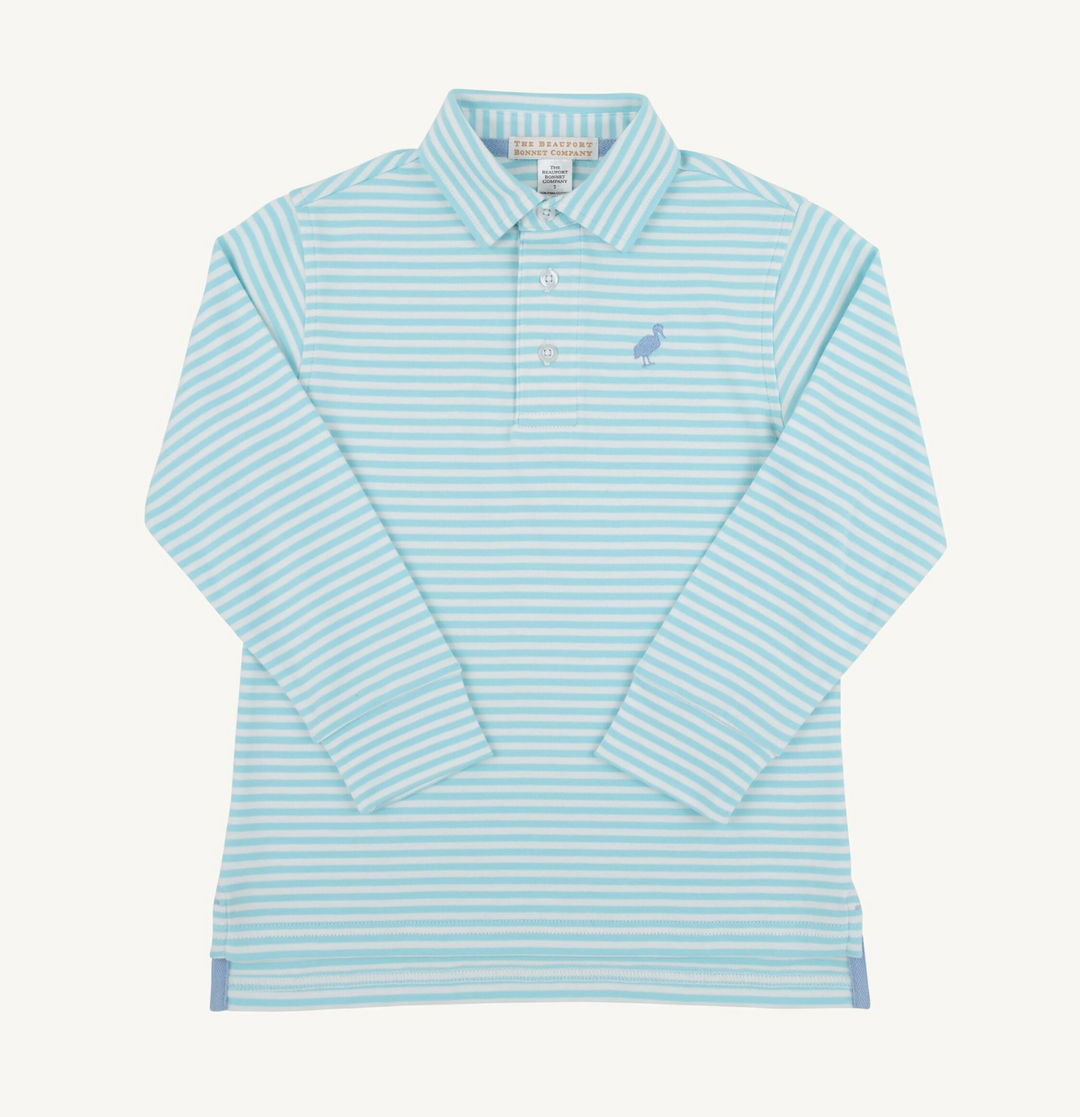 Prim and Proper Polo LS | Belhaven Blue Stripe / Barrington Blue