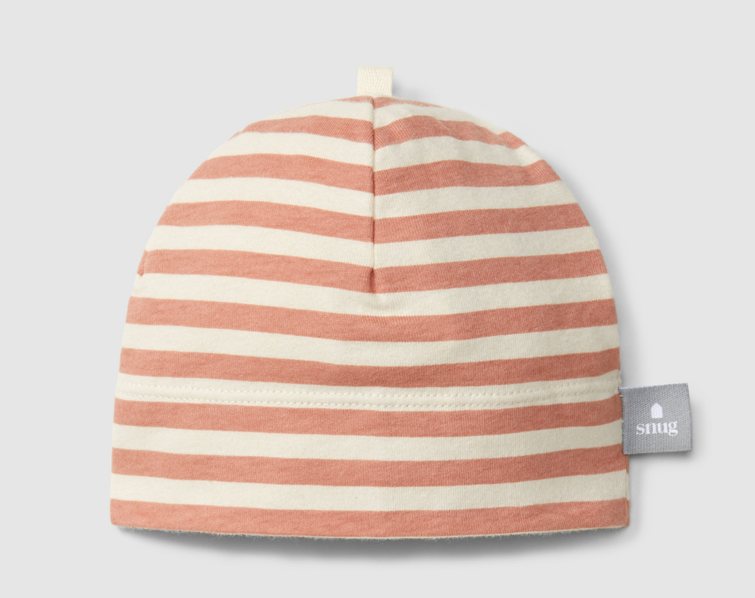 Heathered Rose Striped Baby Hat