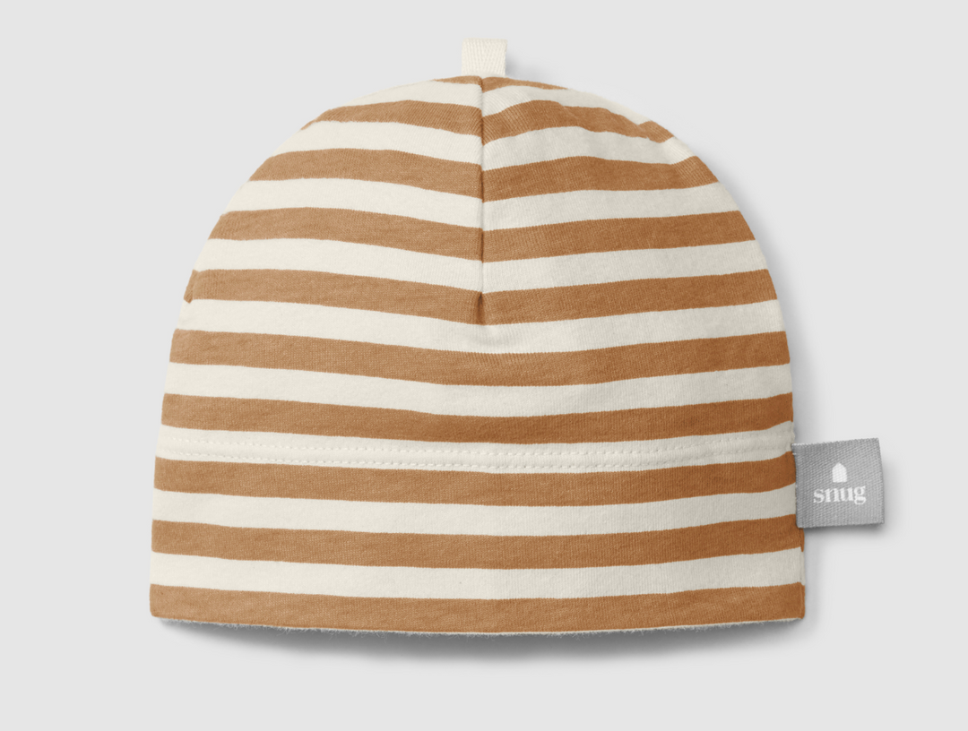 Tan Striped Baby Hat
