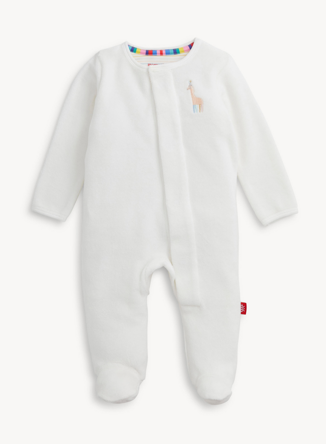 Embroidery Giraffe Cream Velour Footie