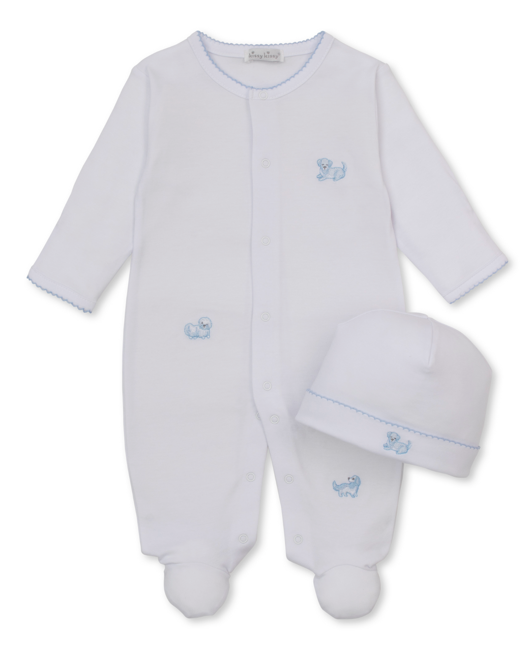 Blue Puppy Paws Footie w/ Hat