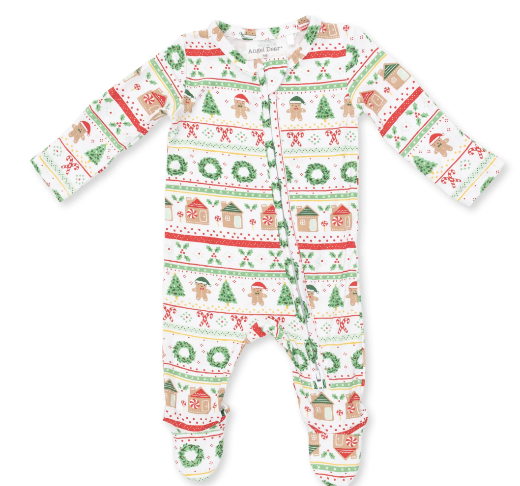 Two Way Zipper Footie | Uni Gingerbread Fair Isle