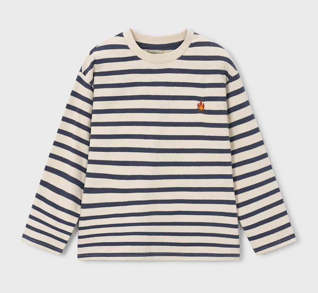Navy and Cream Striped Shirt | 7053