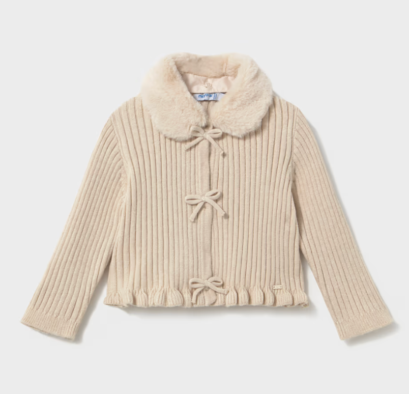 Faux Fur Collar Cardigan | 2386