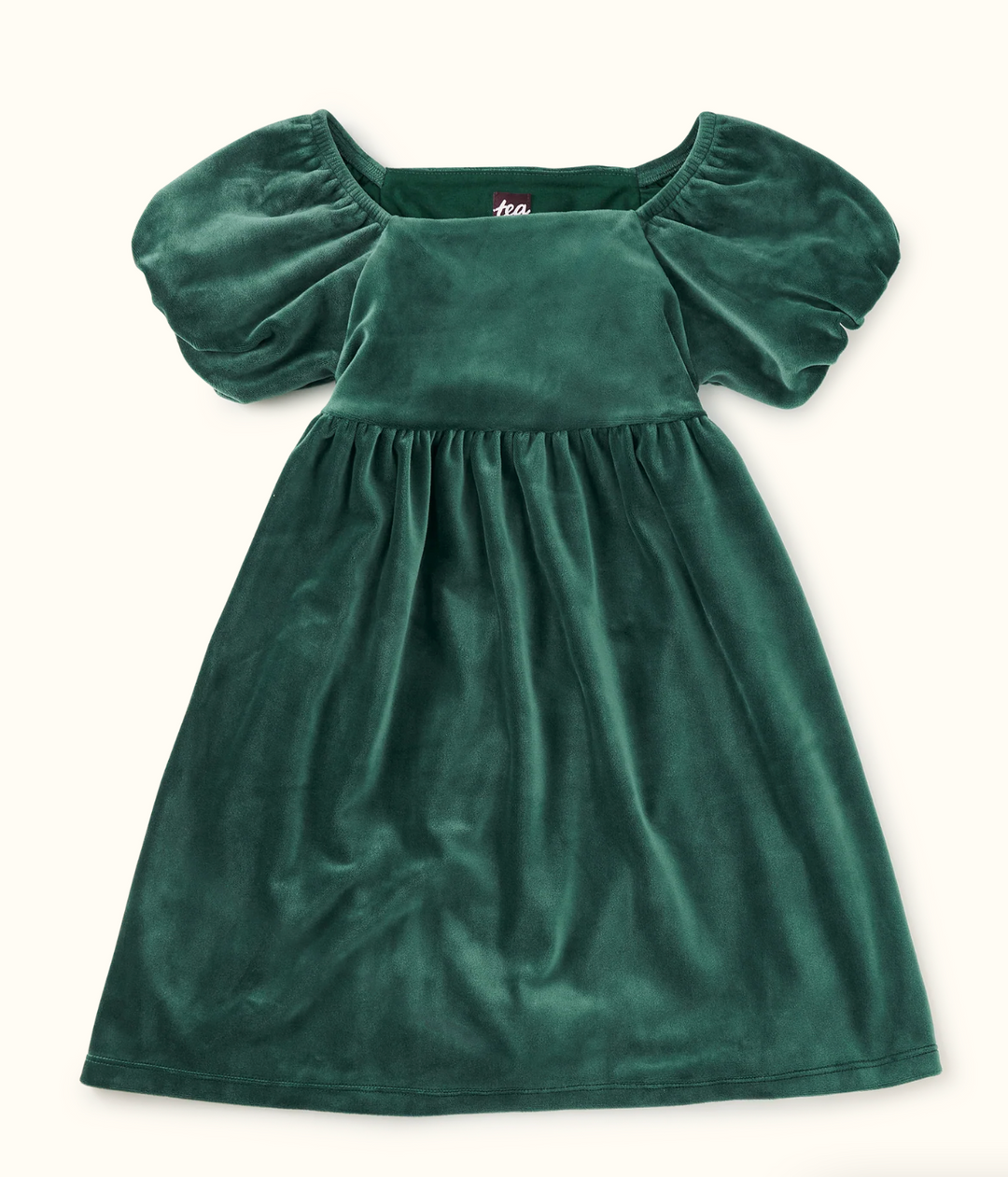 Puff Shoulder Velour Dress | Pine Needle