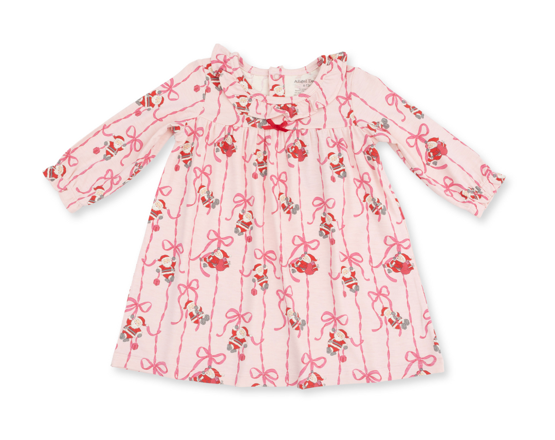 Long Sleeve Gown With Ruffle Collar | Bows &amp; Santa