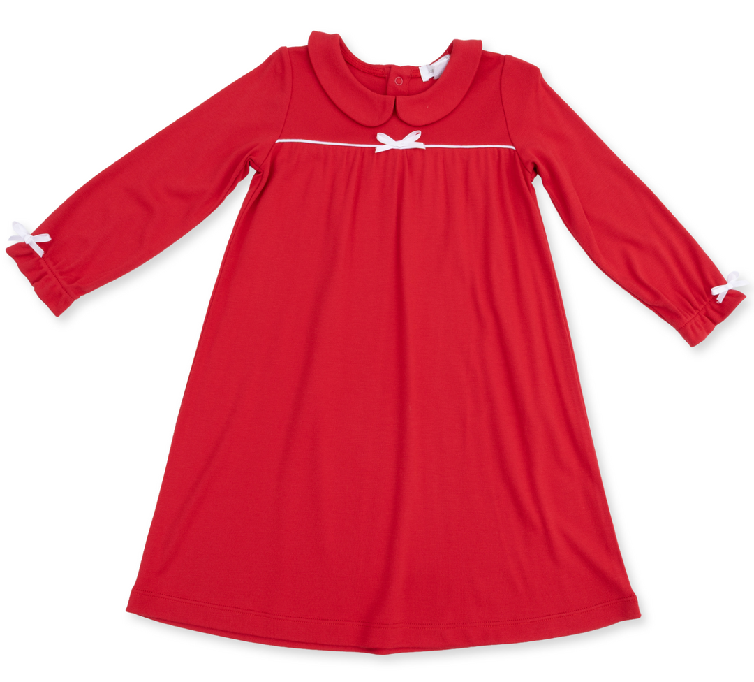 Long Sleeve Gown With Peter Pan Collar | Ribbon Red