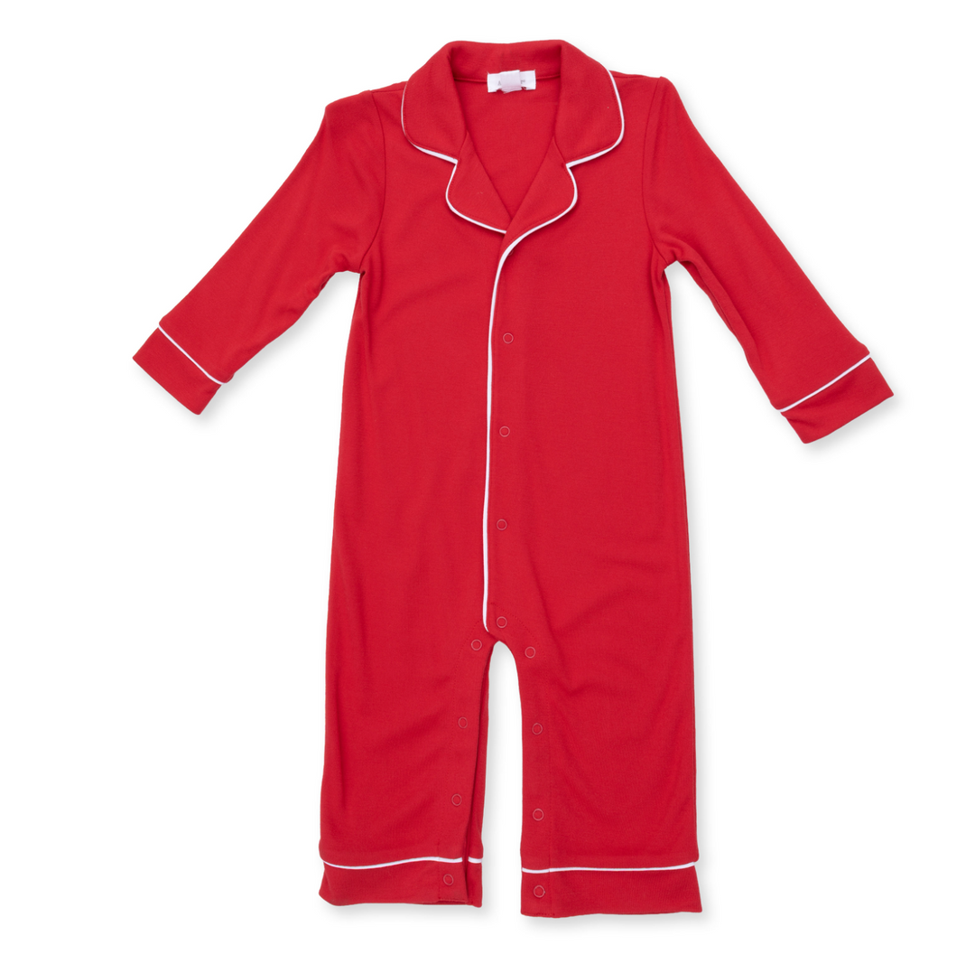 Long Sleeve Coat Style Romper | Ribbon Red