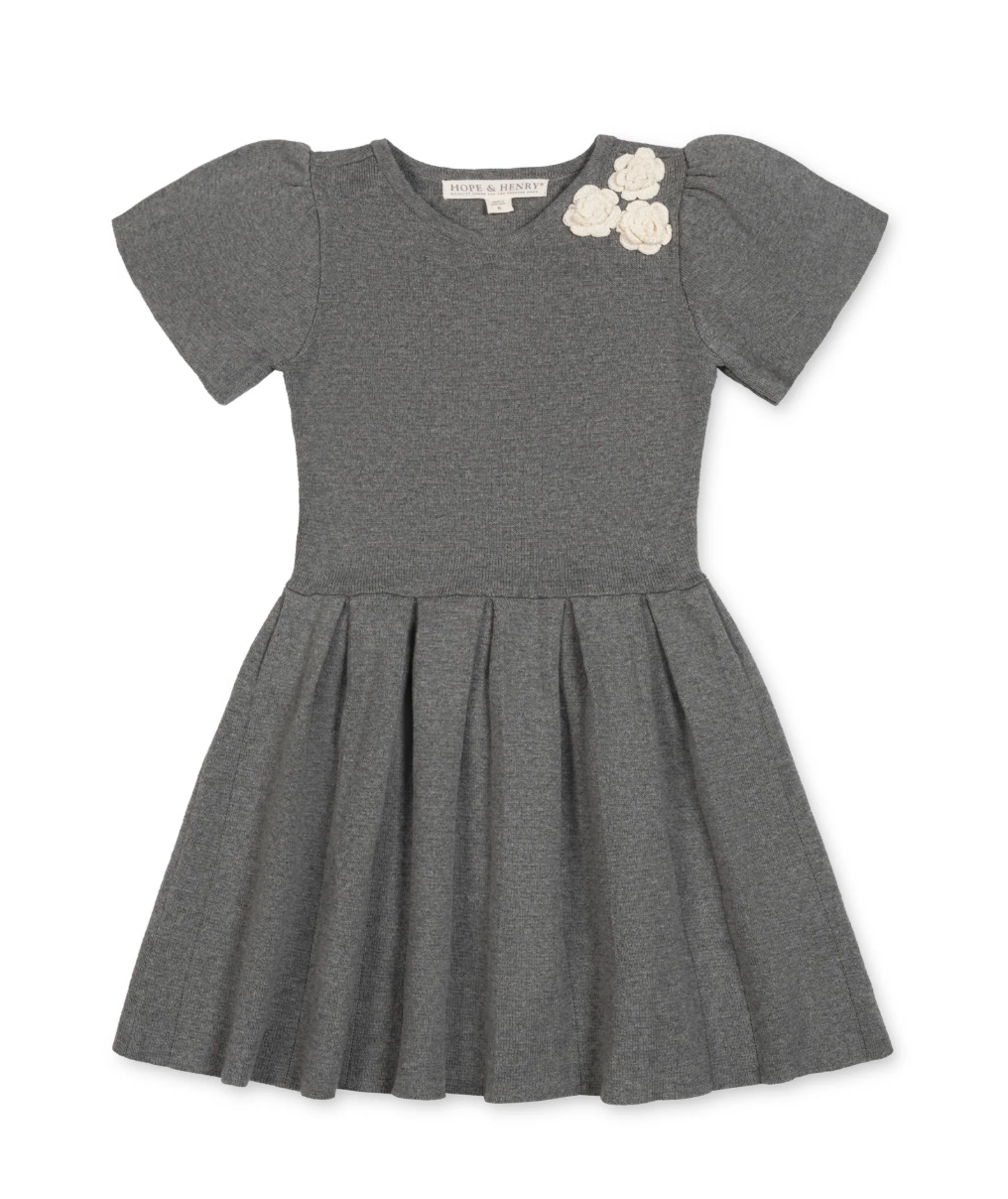 Organic Pleated Sweater Dress | Dark Heather Gray