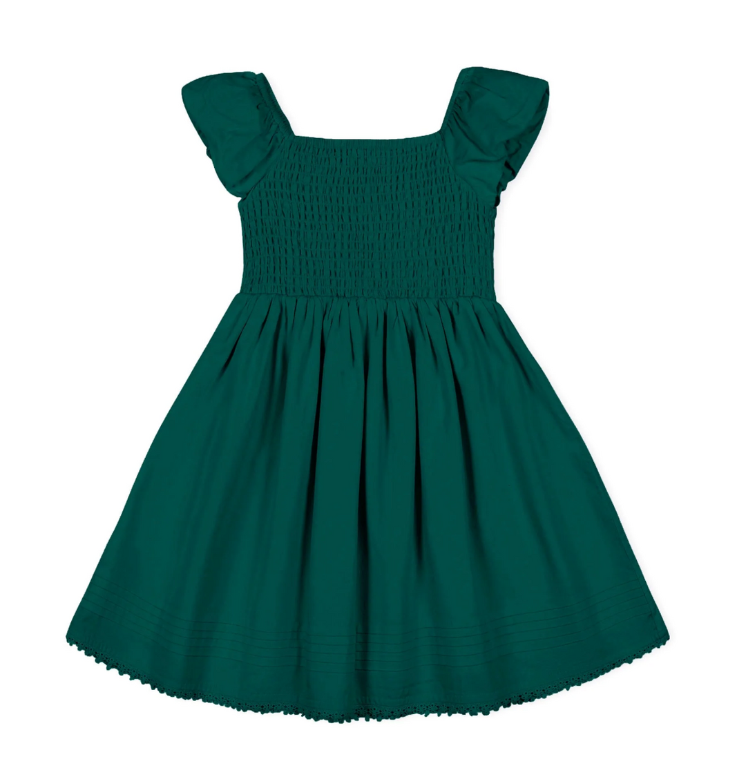 Organic Sateen Flower Girl Dress | Deep Green