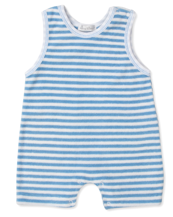 Blue Cabana Stripe Terry Sleeveless Playsuit