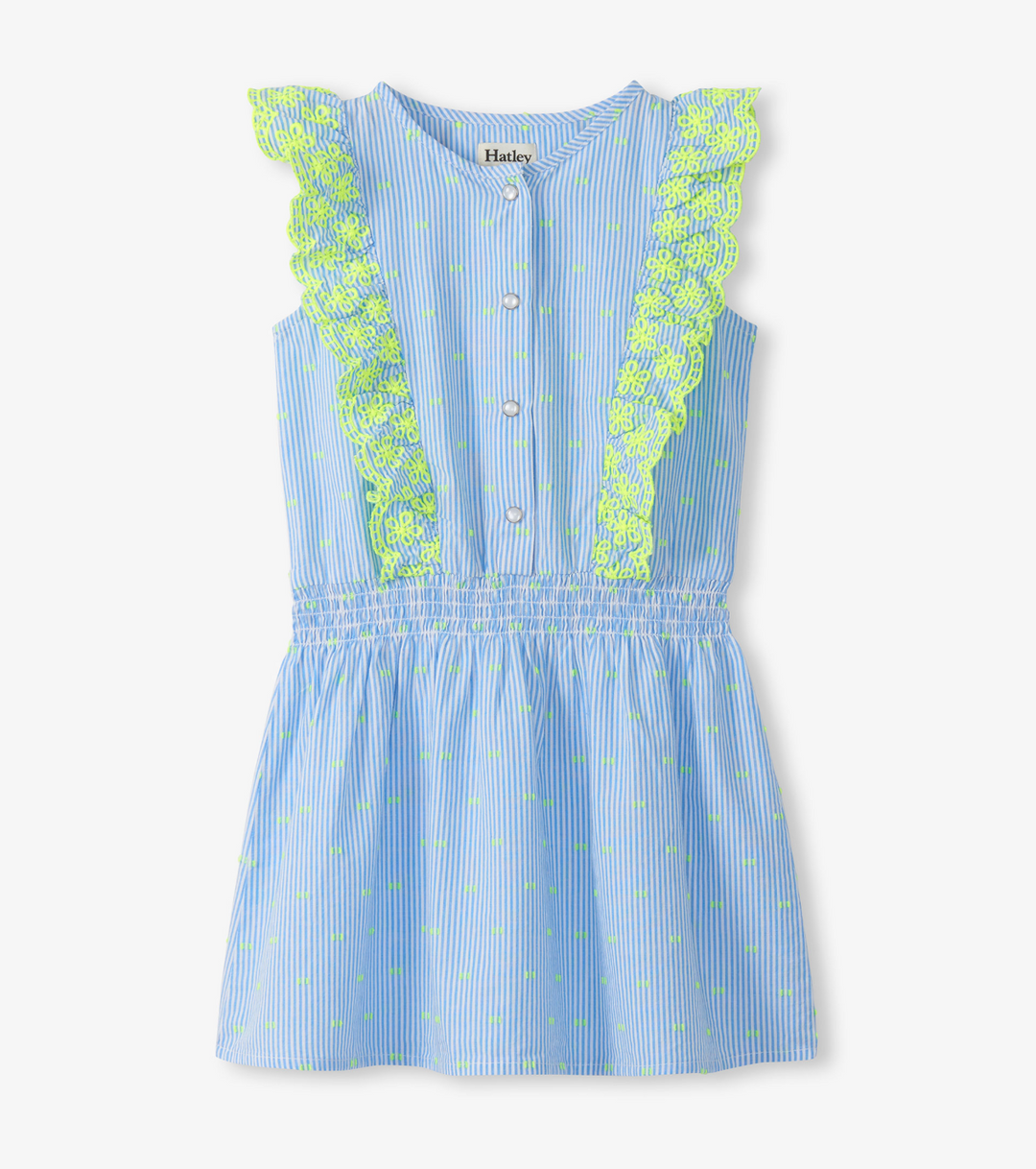Neon Dots Scallop Ruffle Dress
