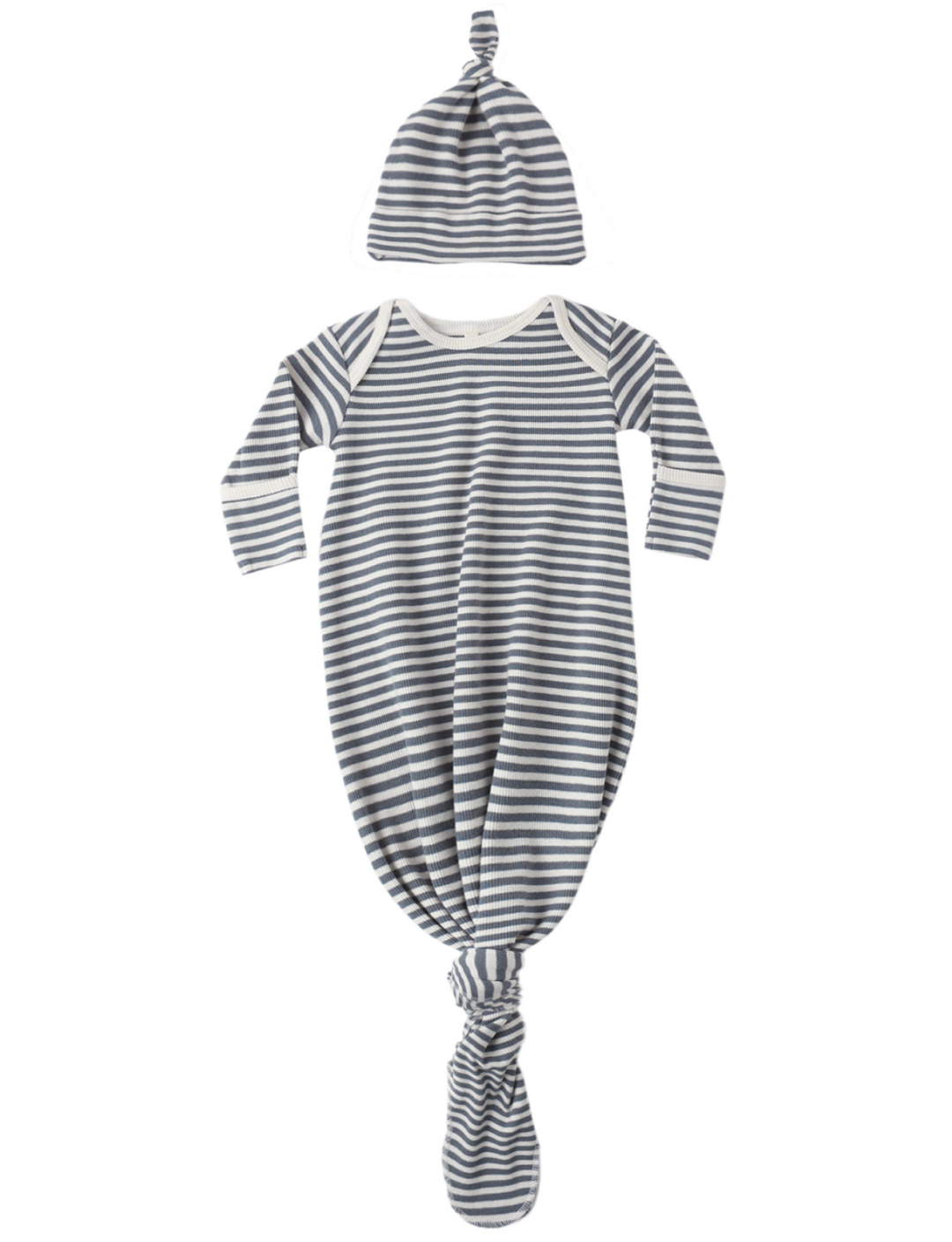 Knotted Baby Gown & Hat Set | Ocean Stripe