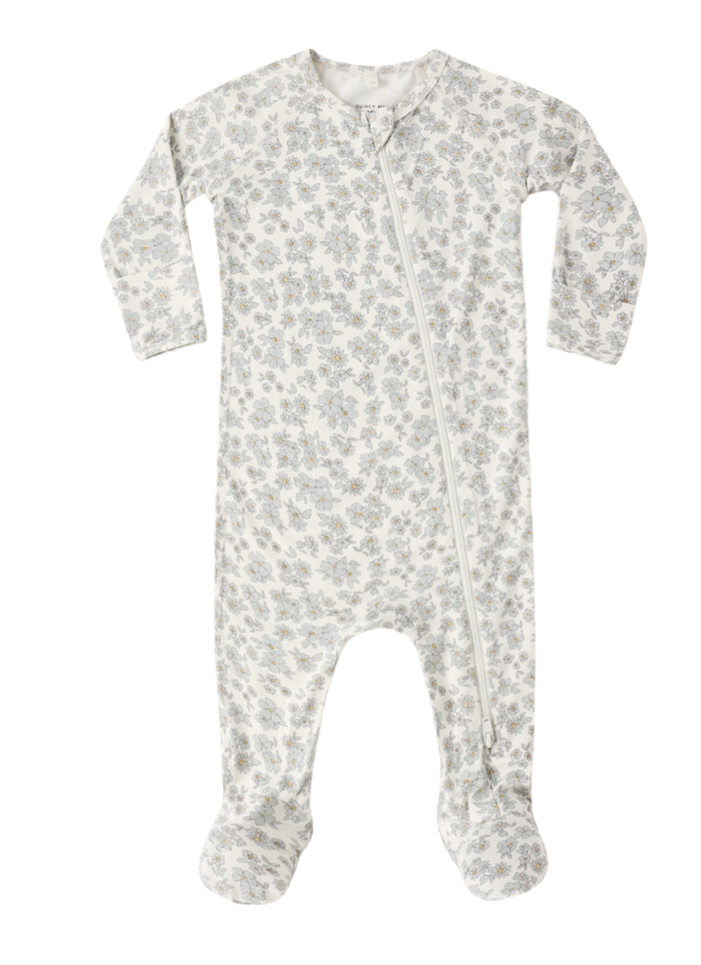 Bamboo Zip Footie | Blue Floral