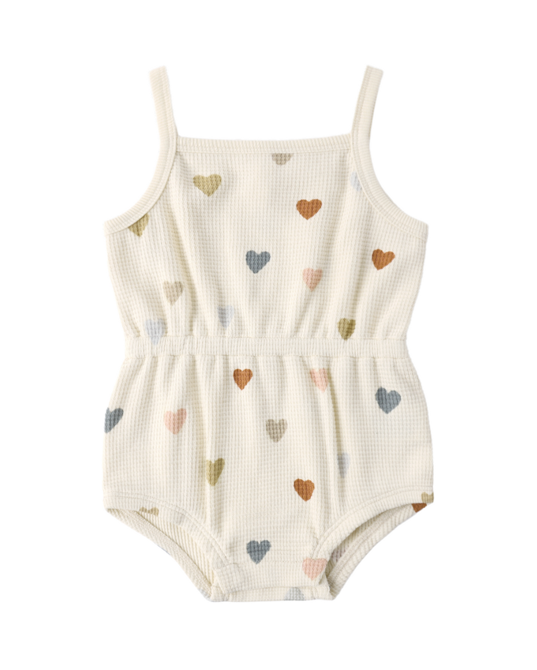Waffle Cinch Romper | Confetti Hearts