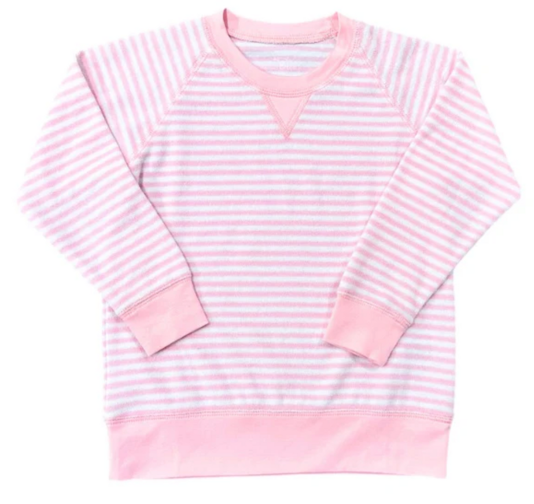 Terrycloth Sweatshirt | Lt Pink Stripe