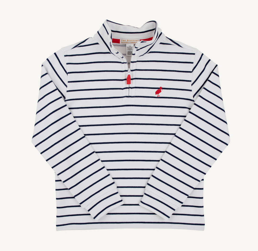 Haywood Half-Zip | Worth Ave White/Nantucket Navy Stripe