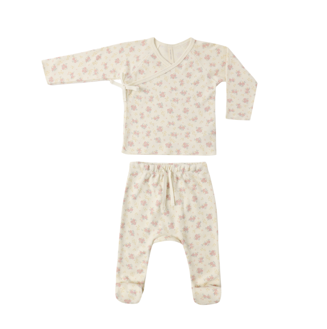Wrap Top and Footed Pant Set | Flower Field
