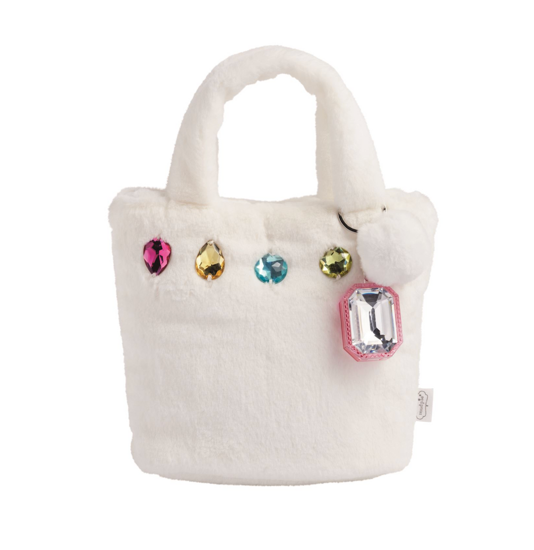 Glitzy Faux Fur Purse | White
