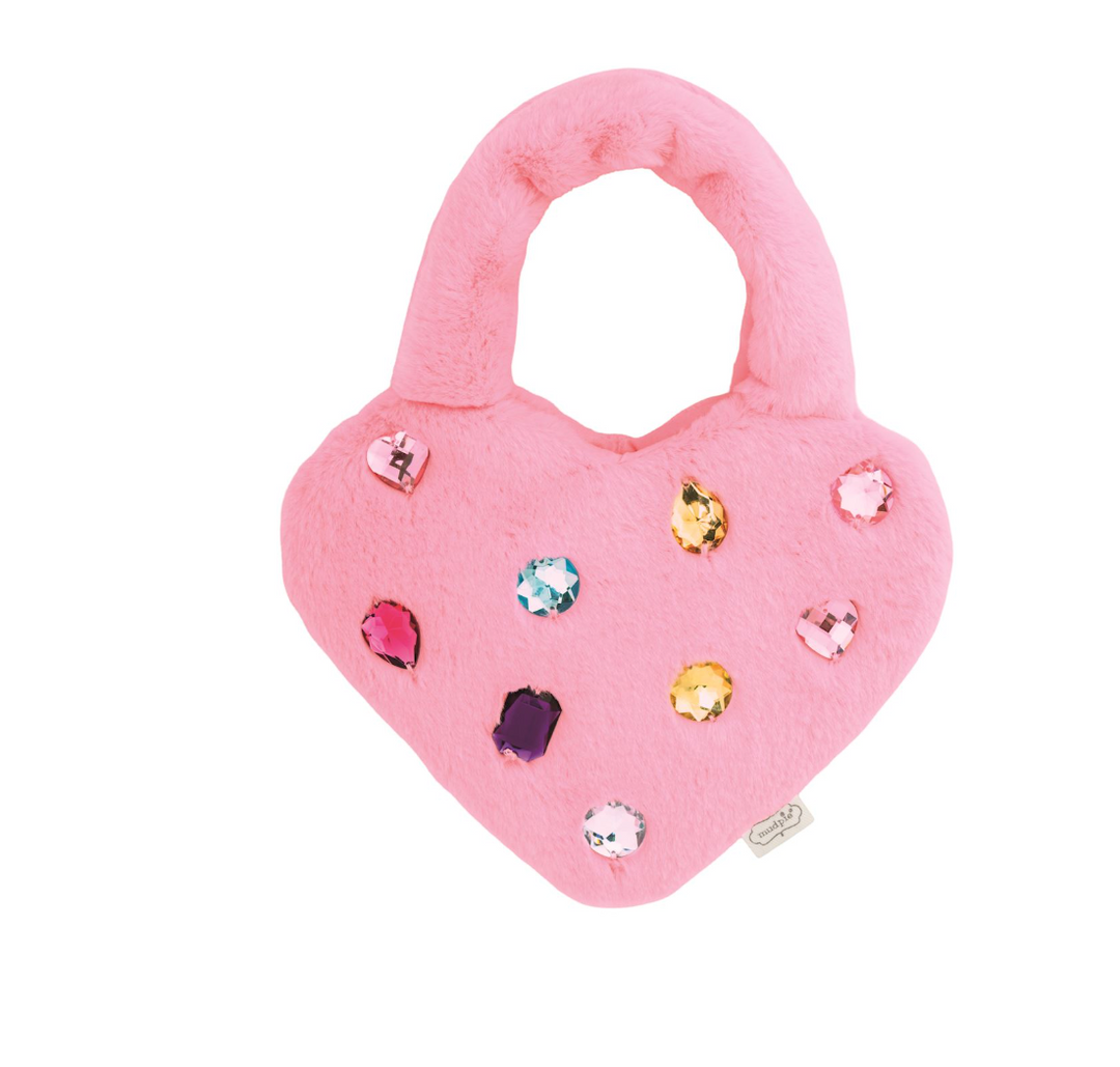 Heart Faux Fur Purse | Light Pink