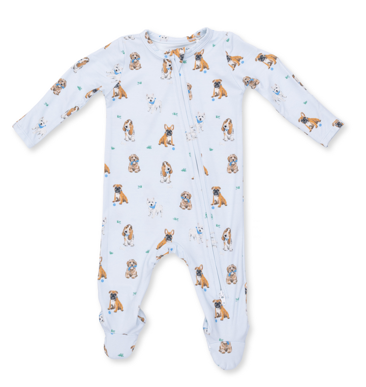 Two Way Zipper Footie | Bestie Dogs Blue