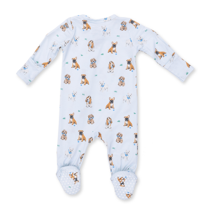 Two Way Zipper Footie | Bestie Dogs Blue