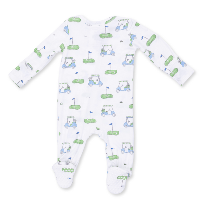 Two Way Zipper Footie | Golf Carts Blue