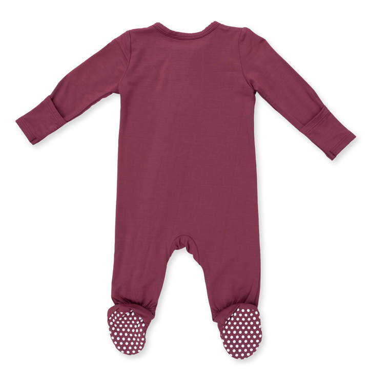 Two Way Zipper Footie | Solid Oxblood Red