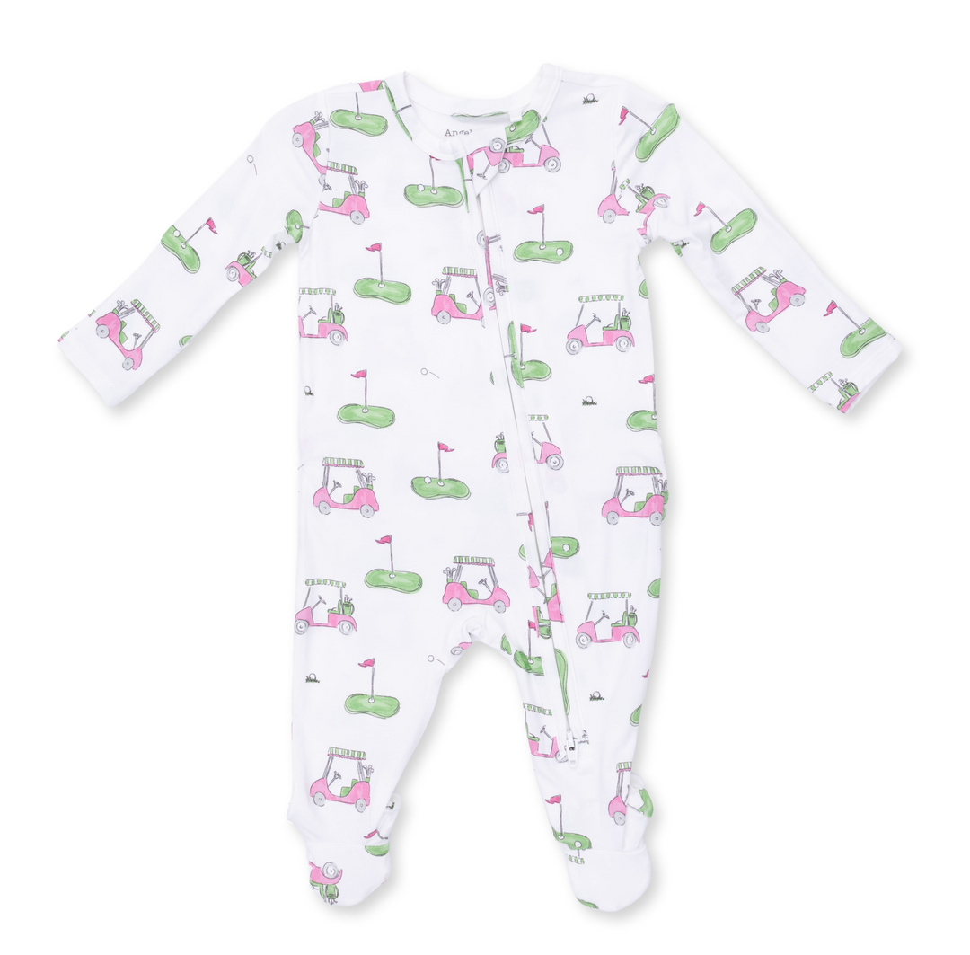 Two Way Zipper Ruffle Footie | Golf Carts Pink