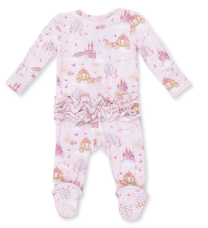Two Way Zipper Ruffle Footie | Princess Unicorns and Castle