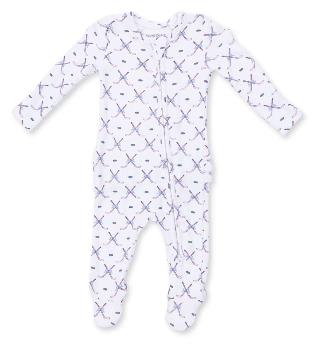 Two Way Zipper Ruffle Footie | Simple Hockey Pink