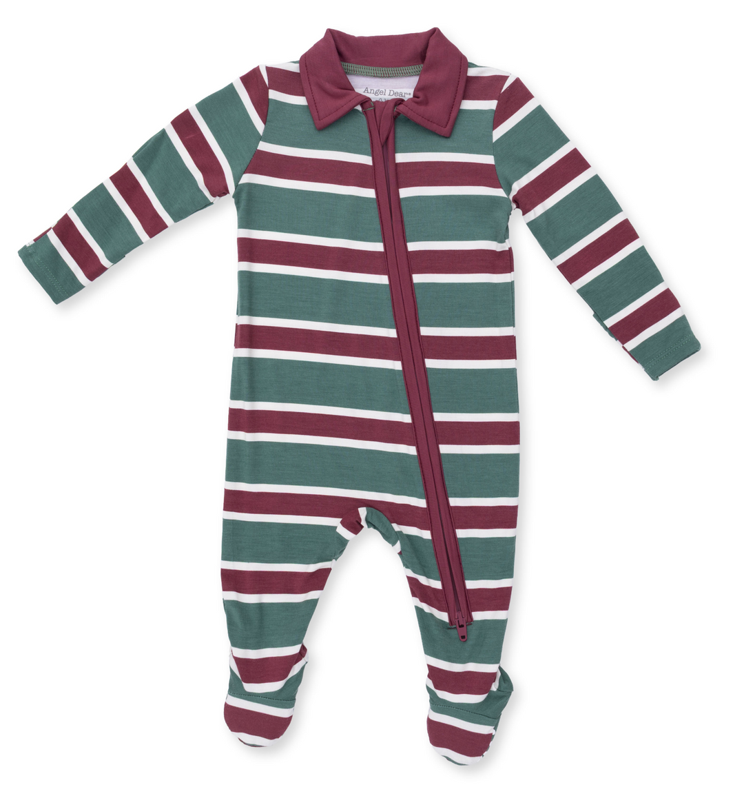 Polo Two Way Zipper Footie | Rugby Stripe Green