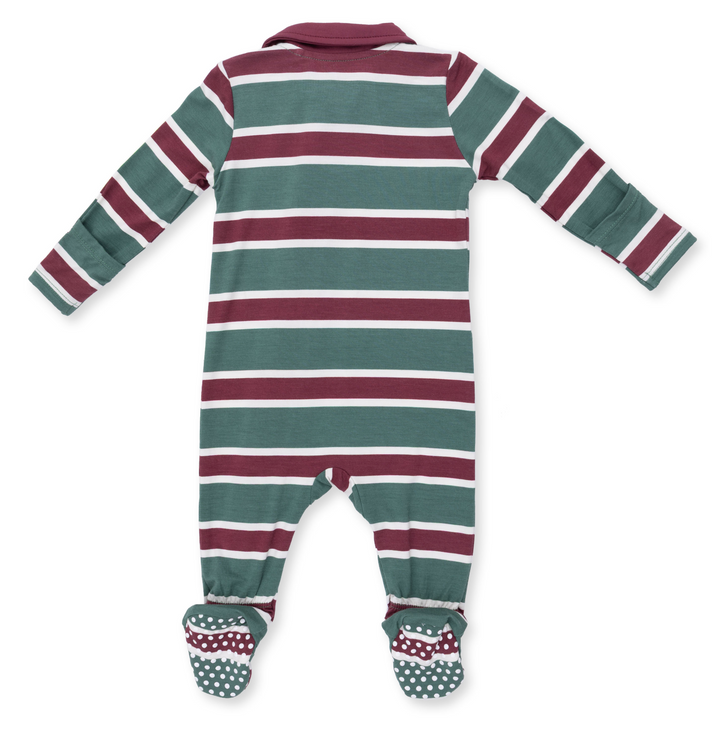 Polo Two Way Zipper Footie | Rugby Stripe Green