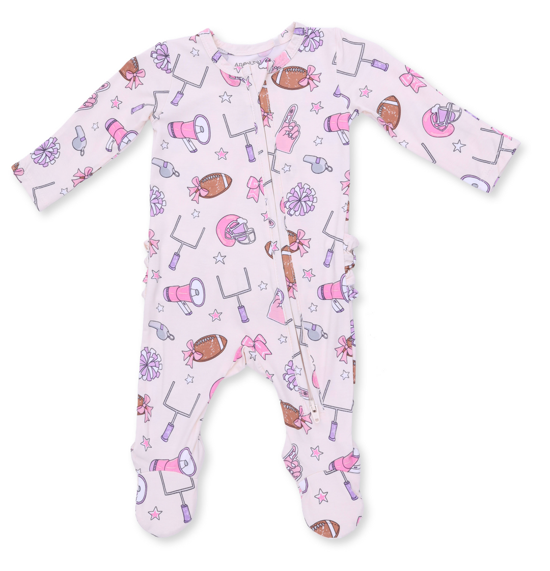 Two Way Zipper Ruffle Footie | Football Cheer