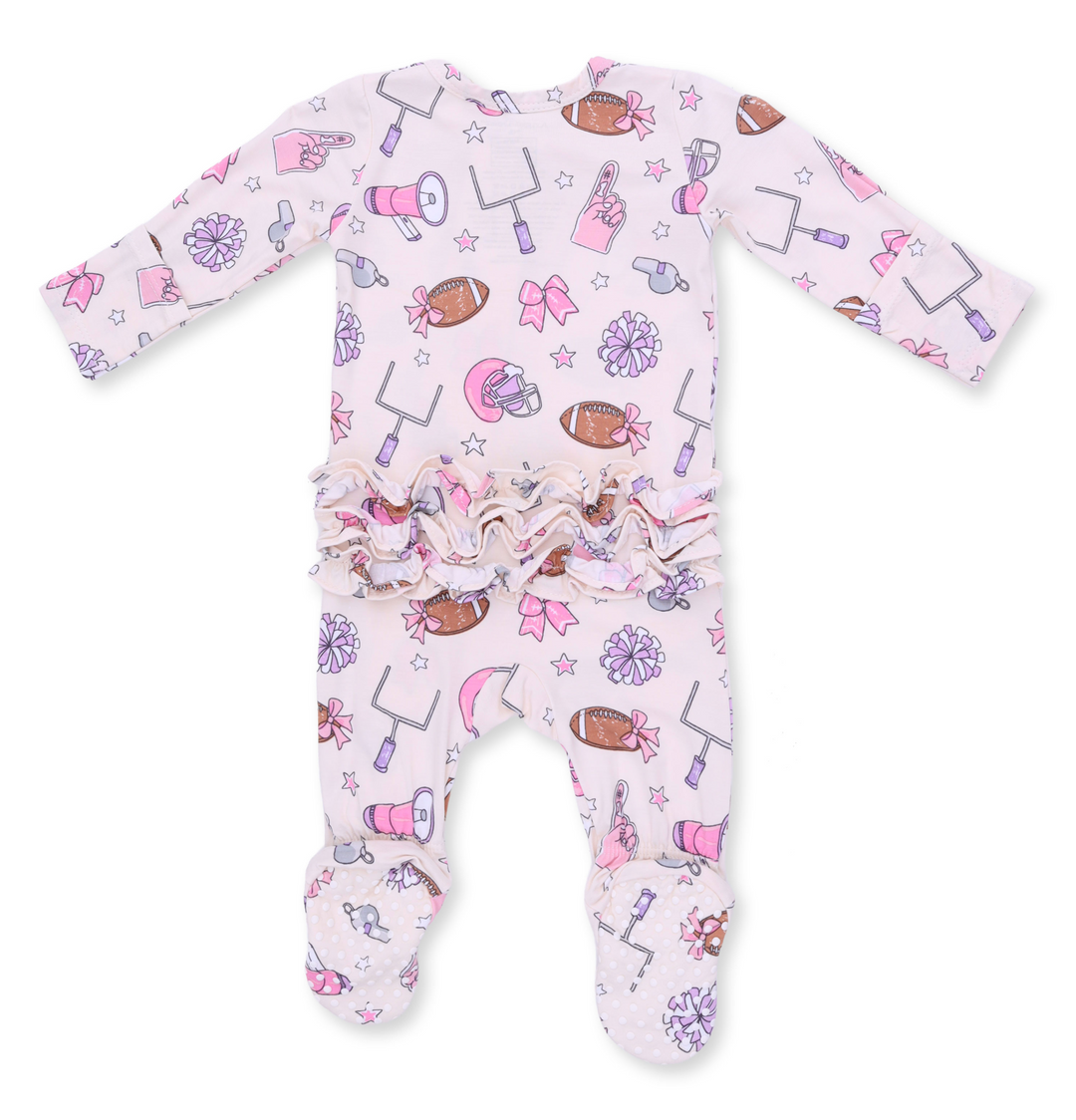 Two Way Zipper Ruffle Footie | Football Cheer