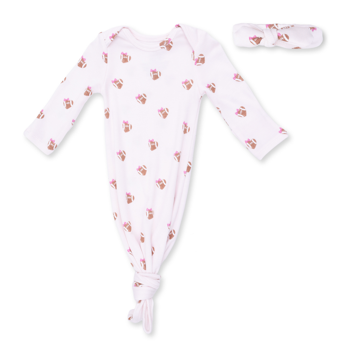 Knotted Gown and Headband | Mini Footballs Hearts