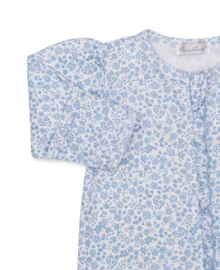 Blue Fall Blooms Footie w/ Zipper